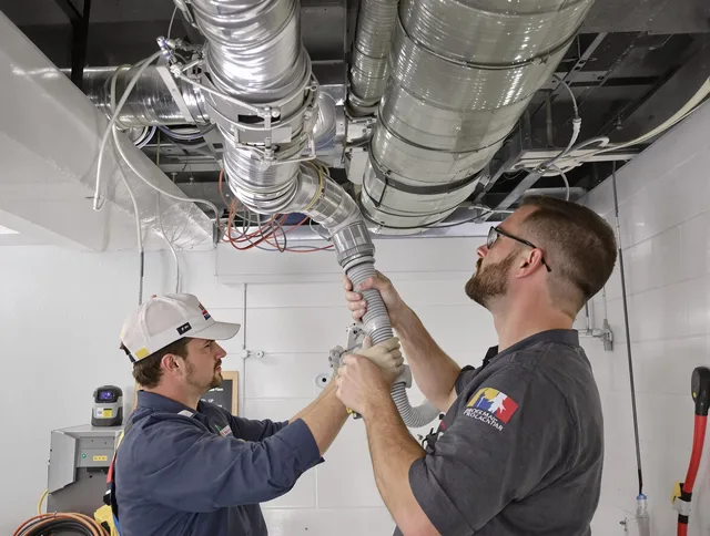 Tiverton Air Duct Cleaning technician performing thorough AC duct cleaning in Tiverton